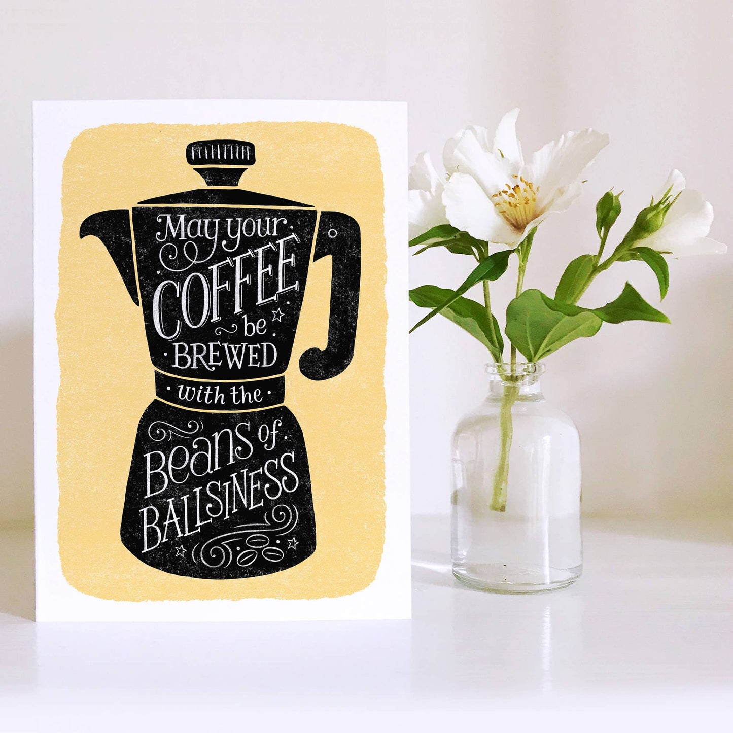 Funny Hand Lettered Coffee Quote Card
