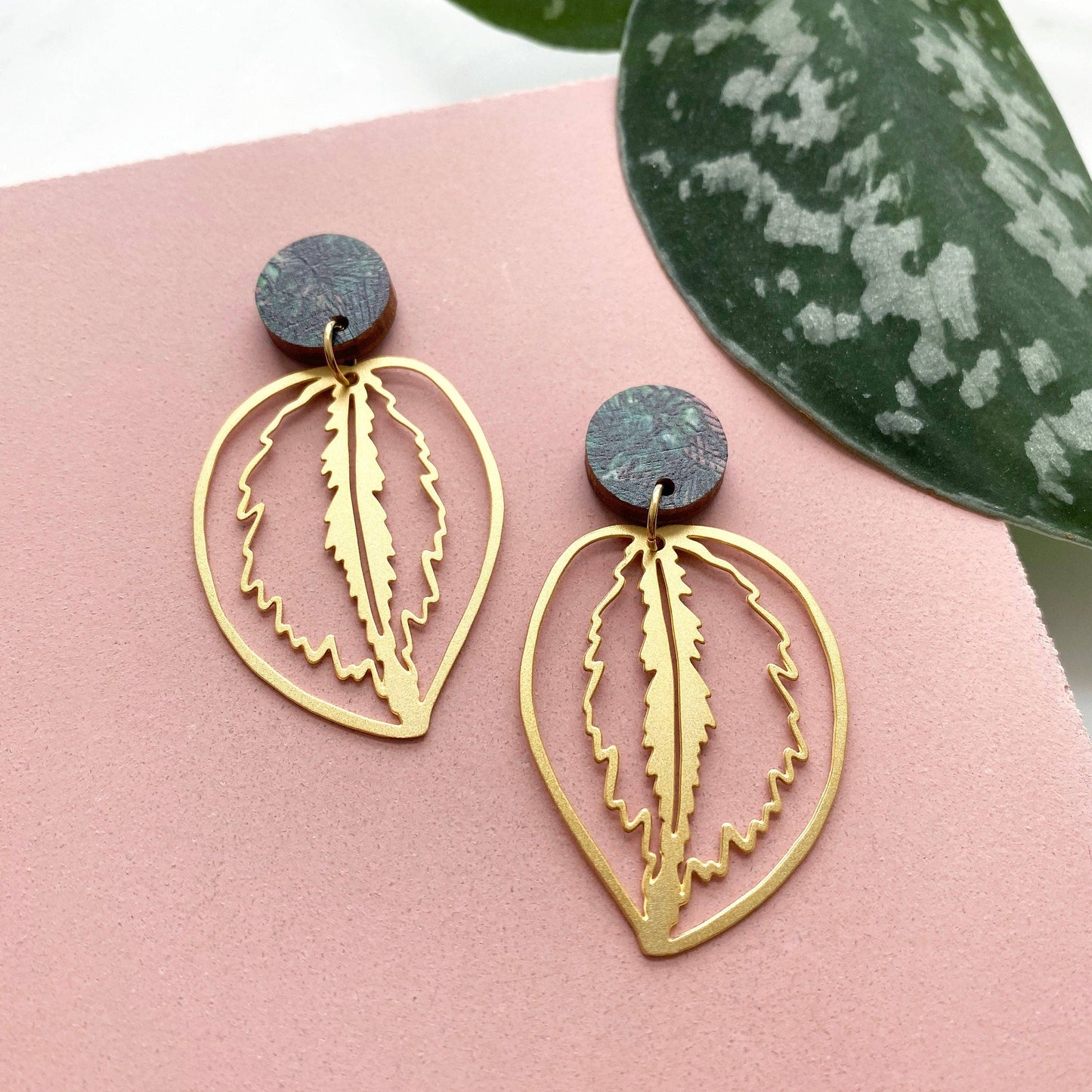 Calathea Medallion Statement Drop Earrings