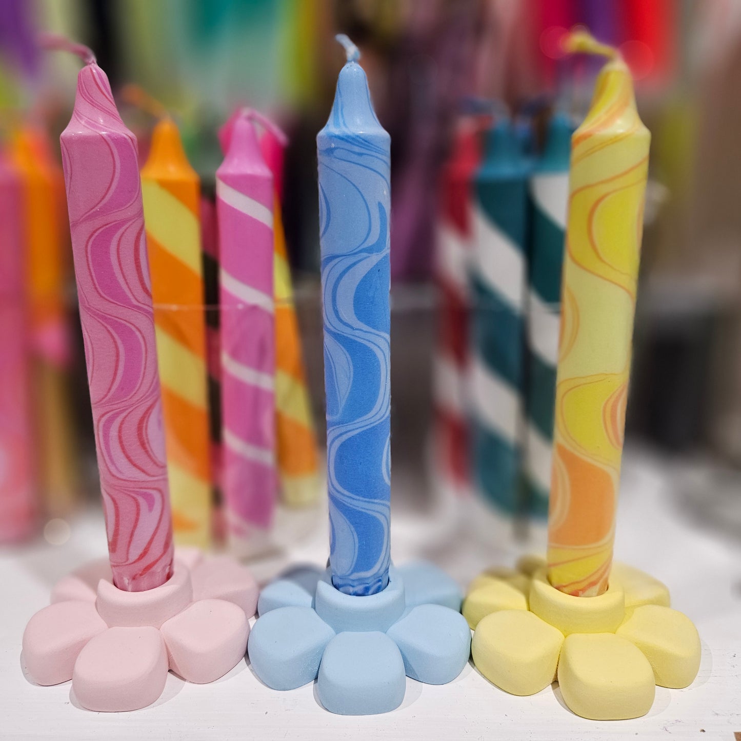 Flower-Shaped Candle Holder - Handmade - Colourful Collection.