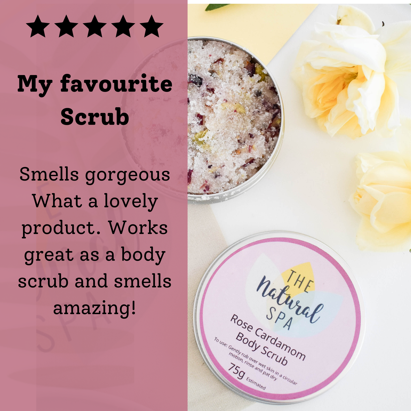 Rose Cardamom Natural Body Scrub - 75g tin