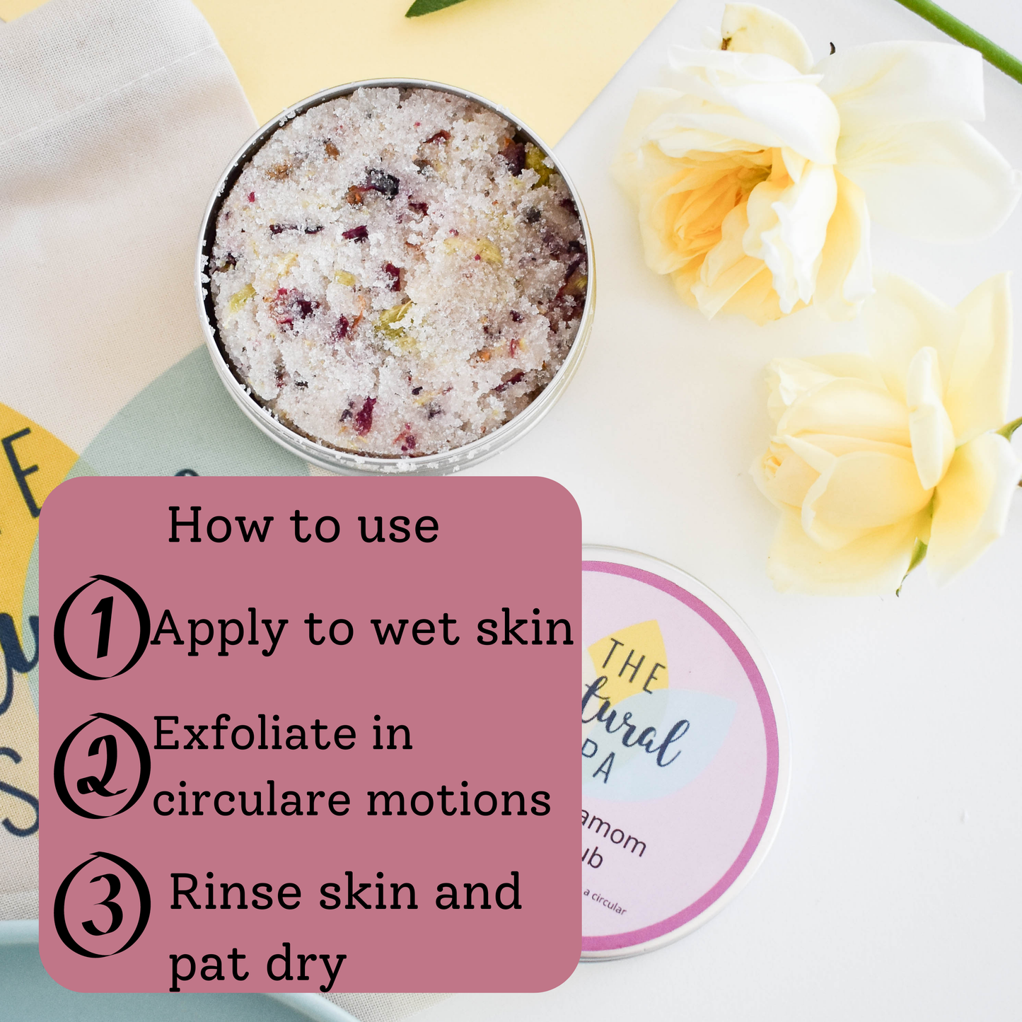 Rose Cardamom Natural Body Scrub - 75g tin