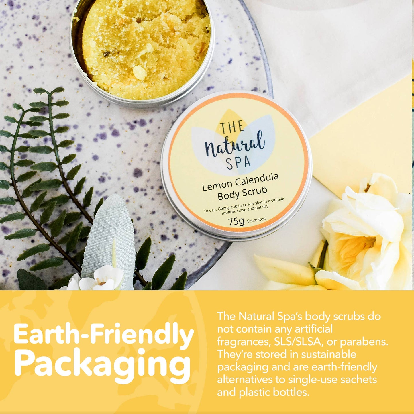 Lemon Calendula Natural Body Scrub - 75g tin - Letterbox