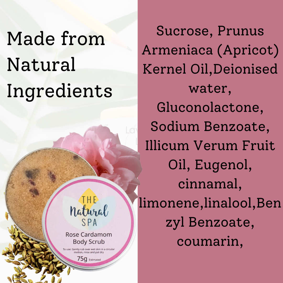 Rose Cardamom Natural Body Scrub - 75g tin