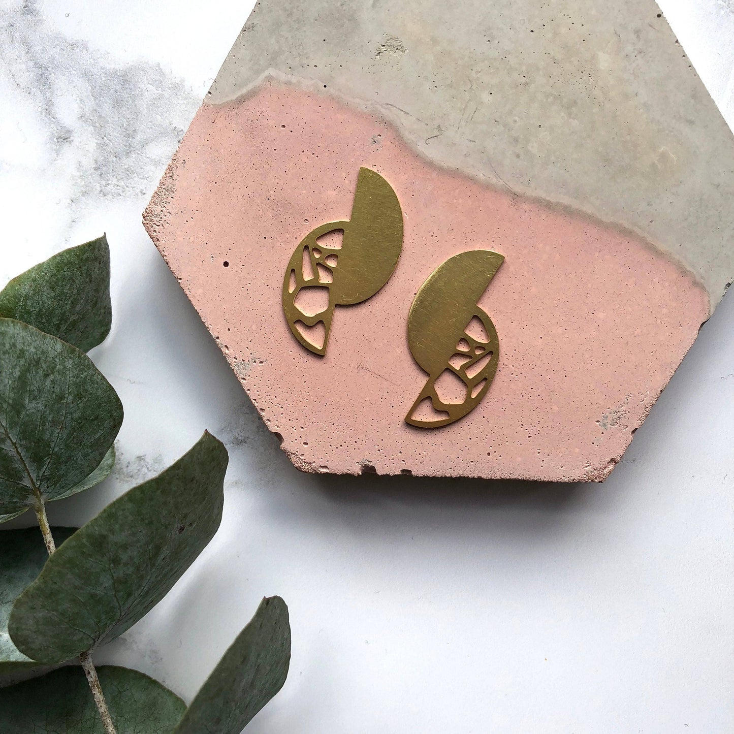 Semi Circle Gold Earrings