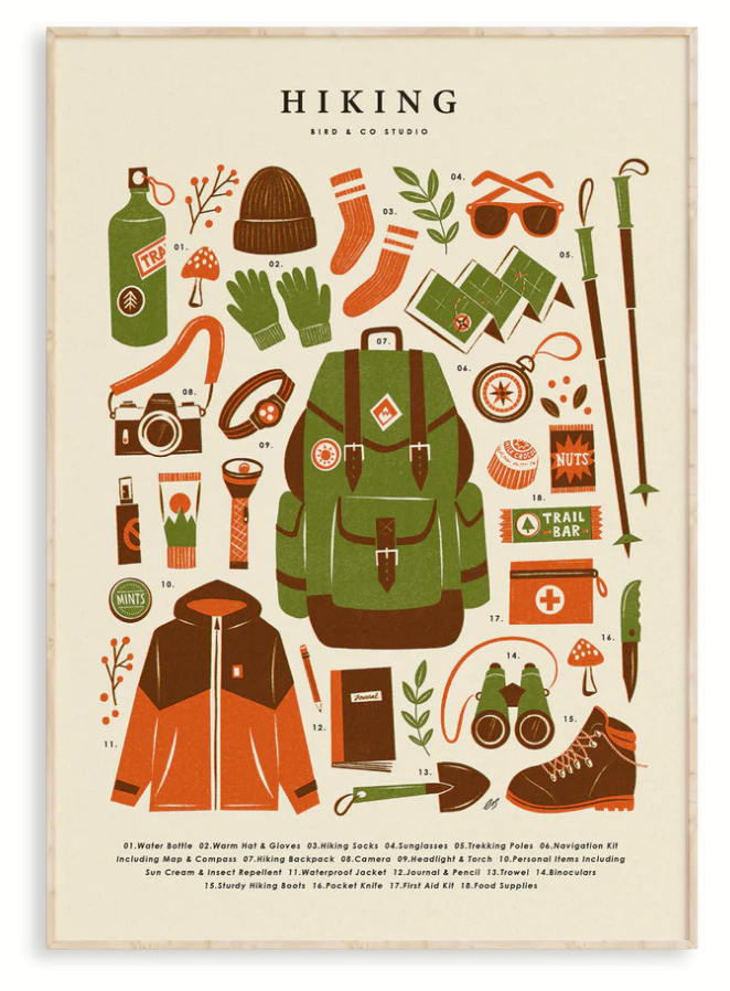 HIKING Kit Art Print ( A4)