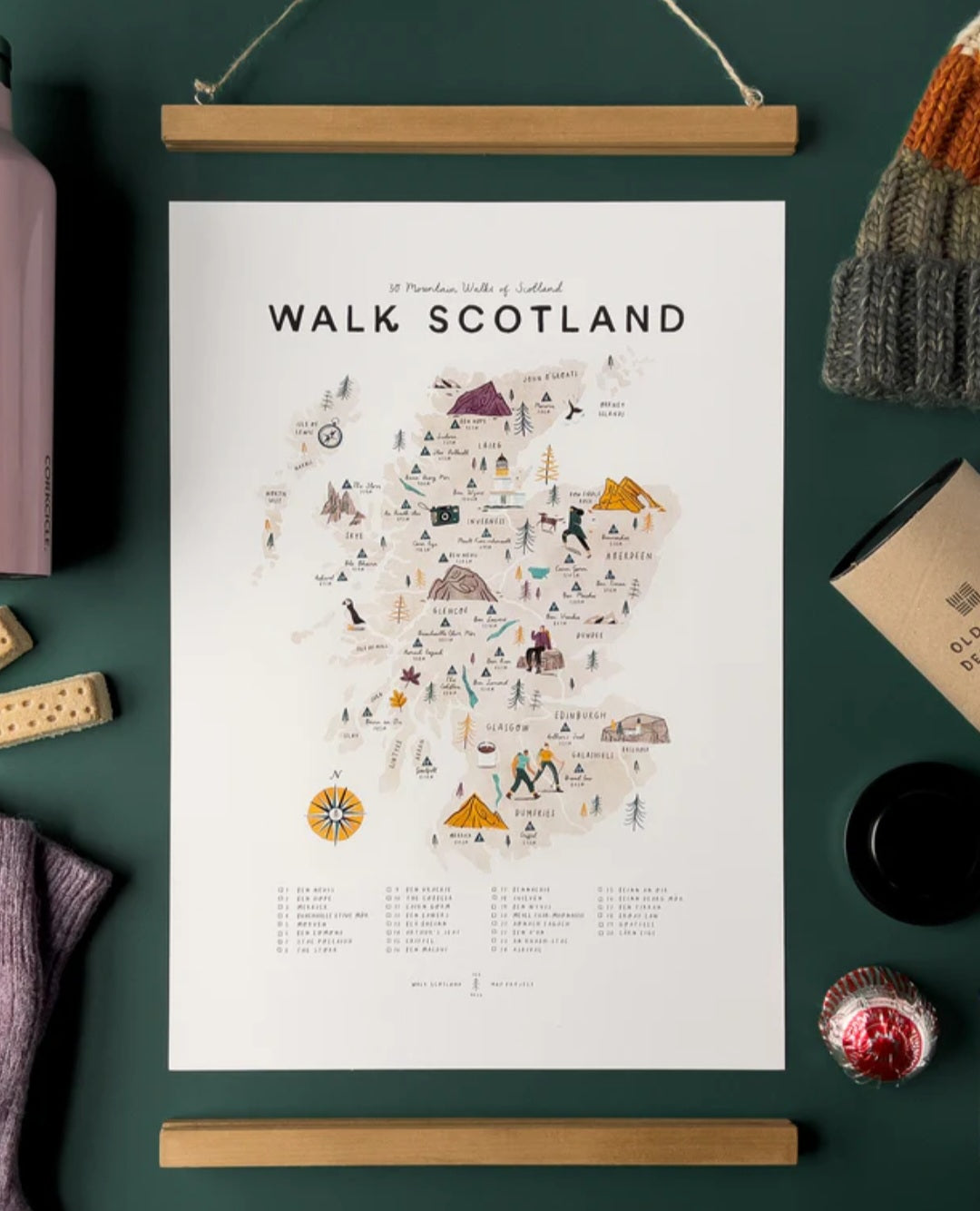 Illustrated A3 Map Checklist Prints - WALK/CYCLE/SWIM