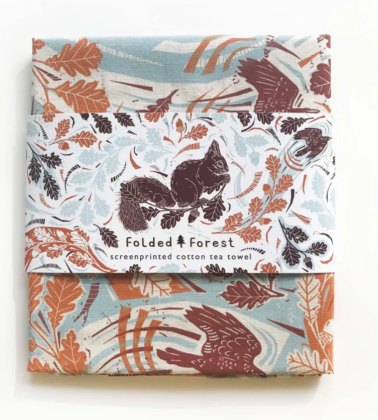 Red Squirrel Tea Towel - Rustic