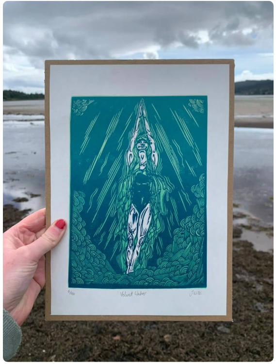 Velvet Water Lino Art - Judith Wild
