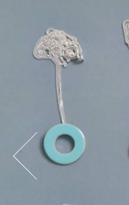 Circle Window Pendant - Enamel Light Blue