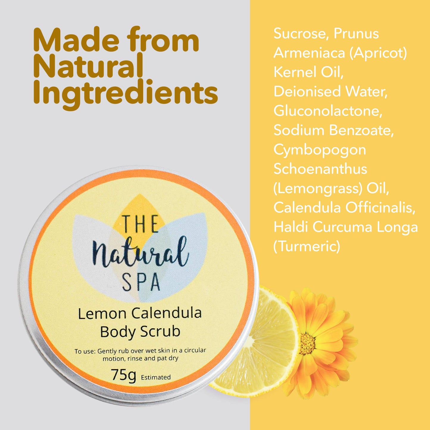 Lemon Calendula Natural Body Scrub - 75g tin - Letterbox