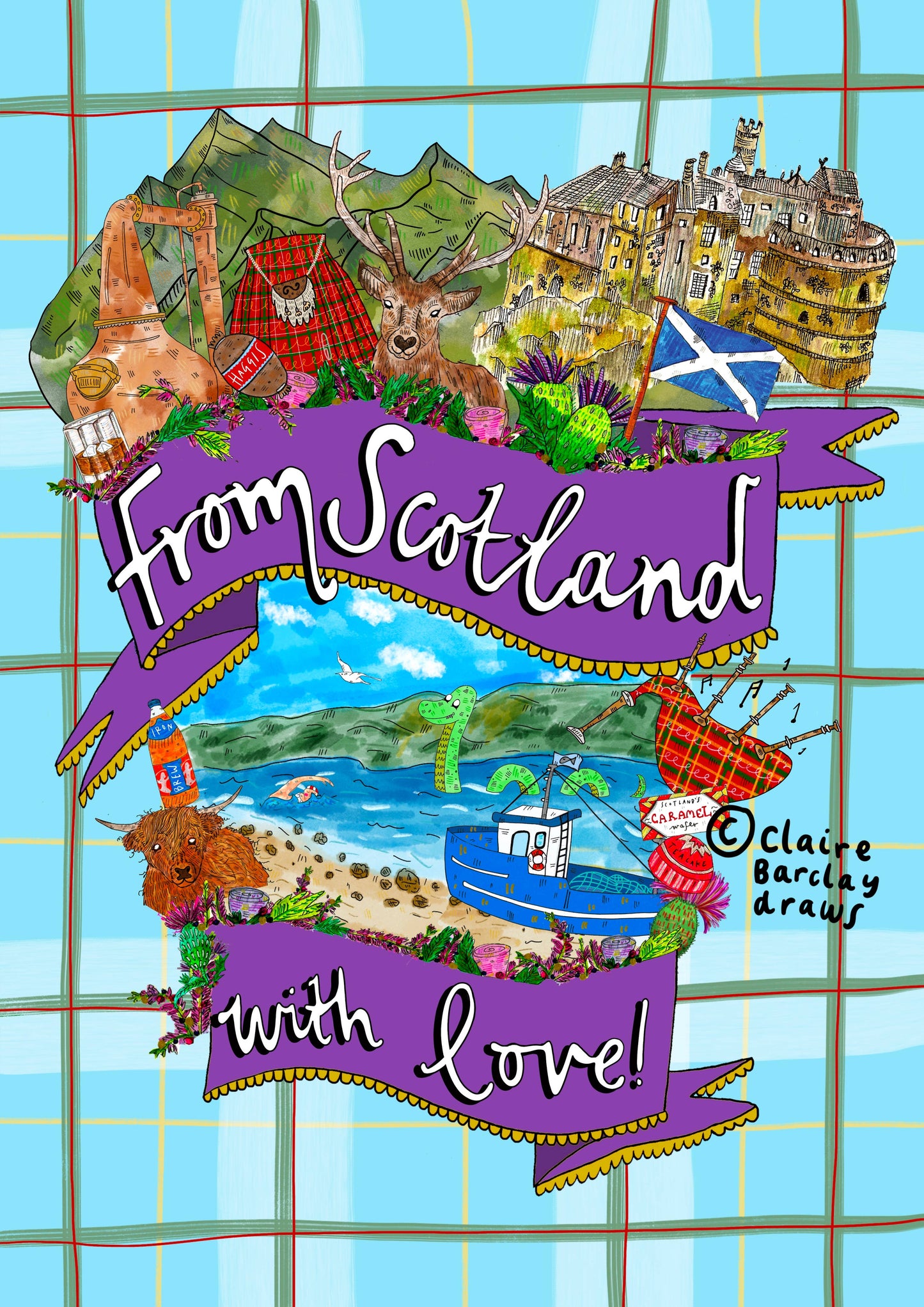 From Scotland with Love Greetings Card - Tartan - Scottish