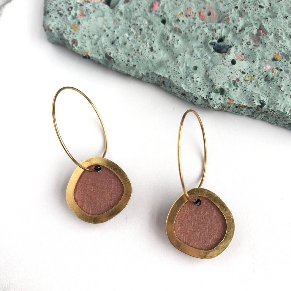 Coloured/Gold Circle Hoop Earrings