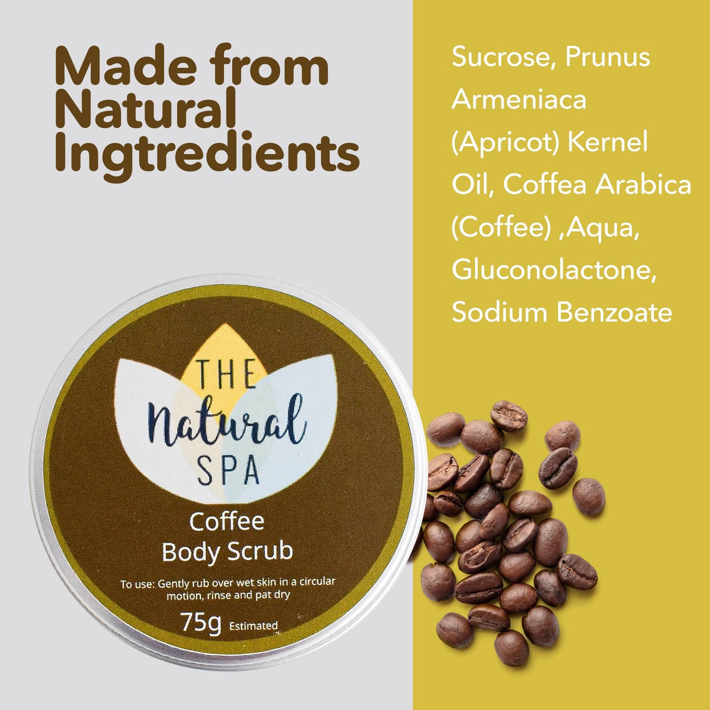 Coffee Natural Body Scrub - 75g tin - Letterbox