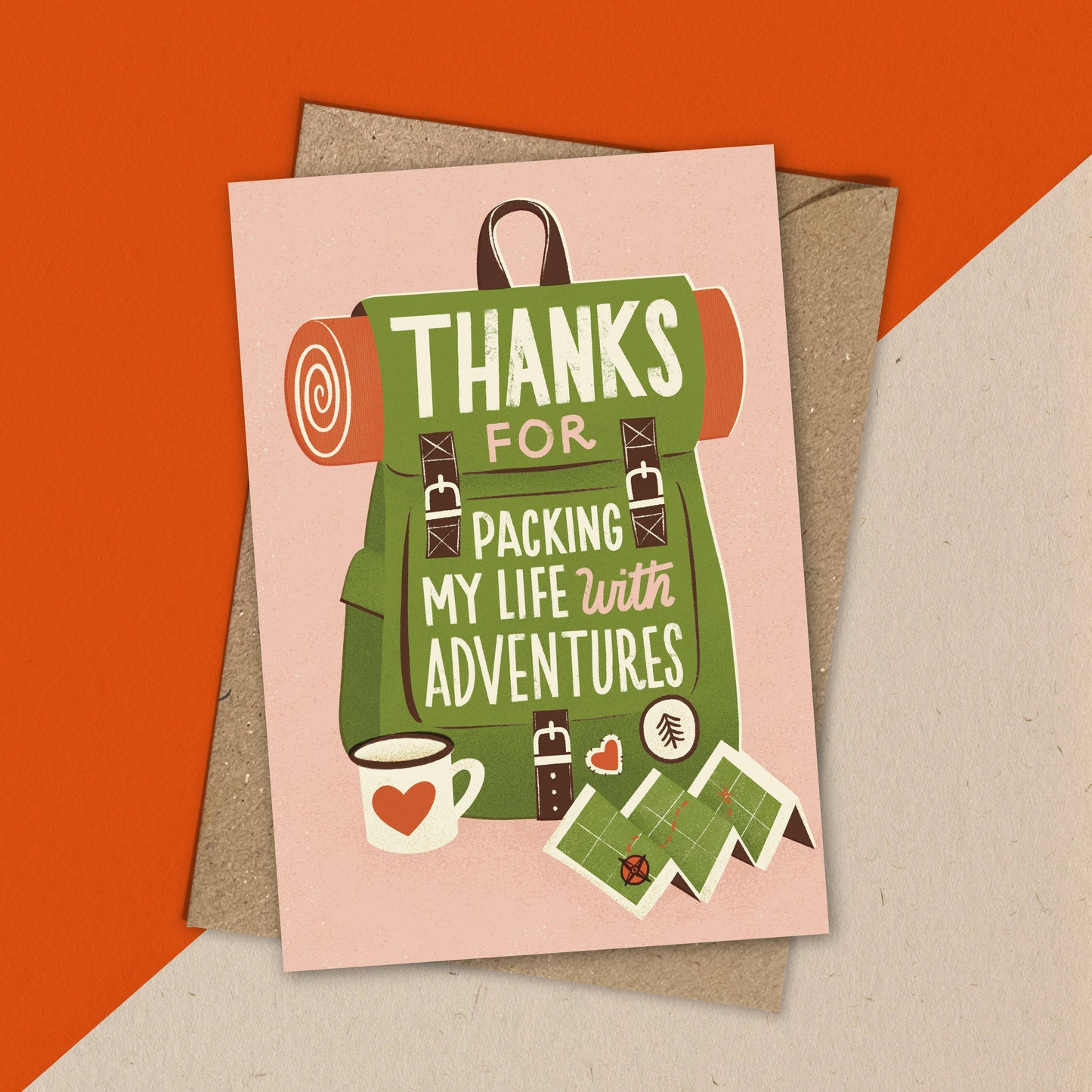 Adventure Pack | Hiking, Camping Love Greeting Card