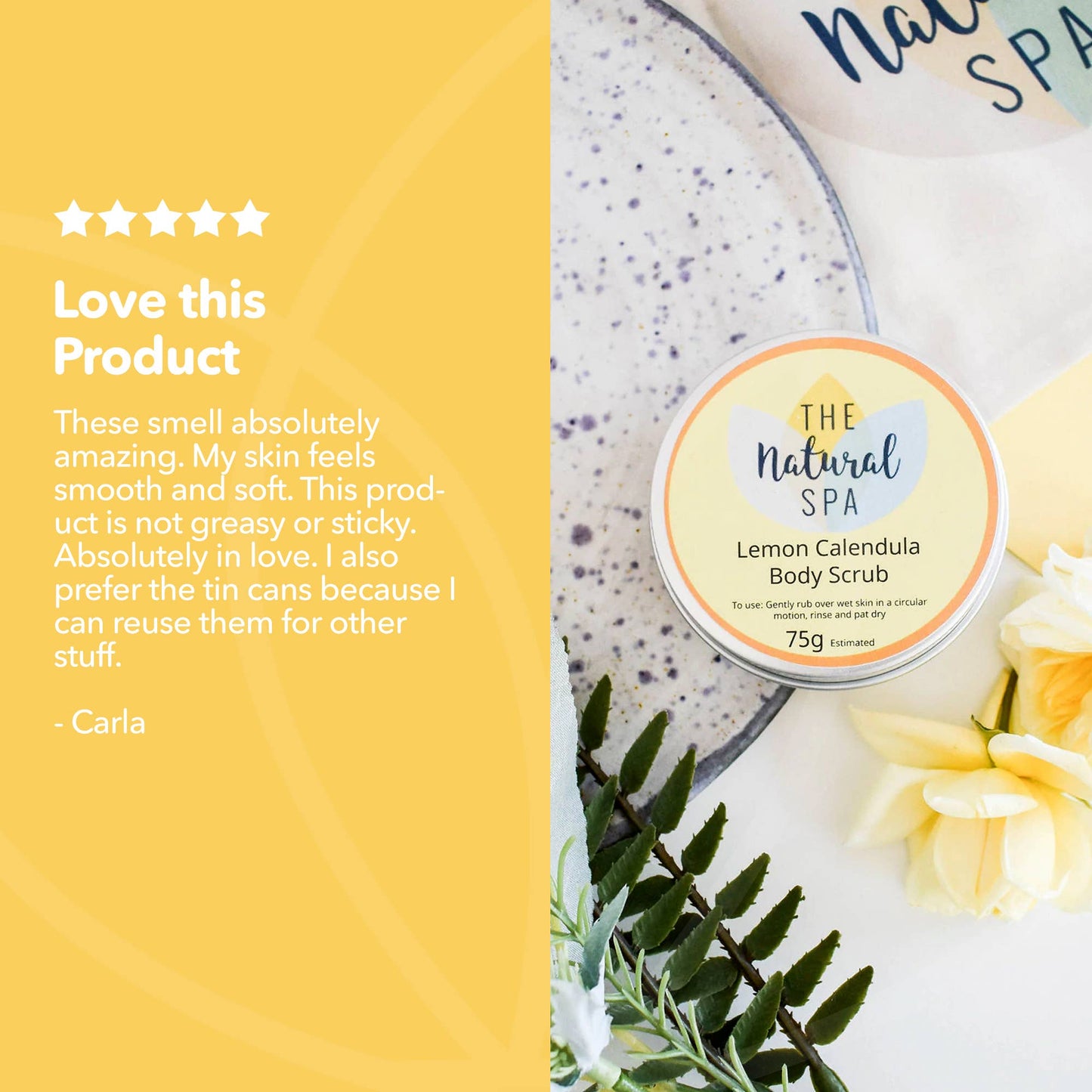 Lemon Calendula Natural Body Scrub - 75g tin - Letterbox