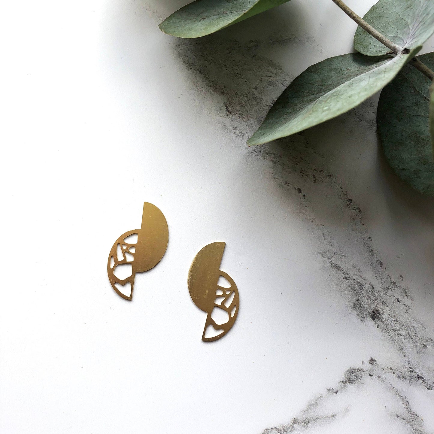 Semi Circle Gold Earrings