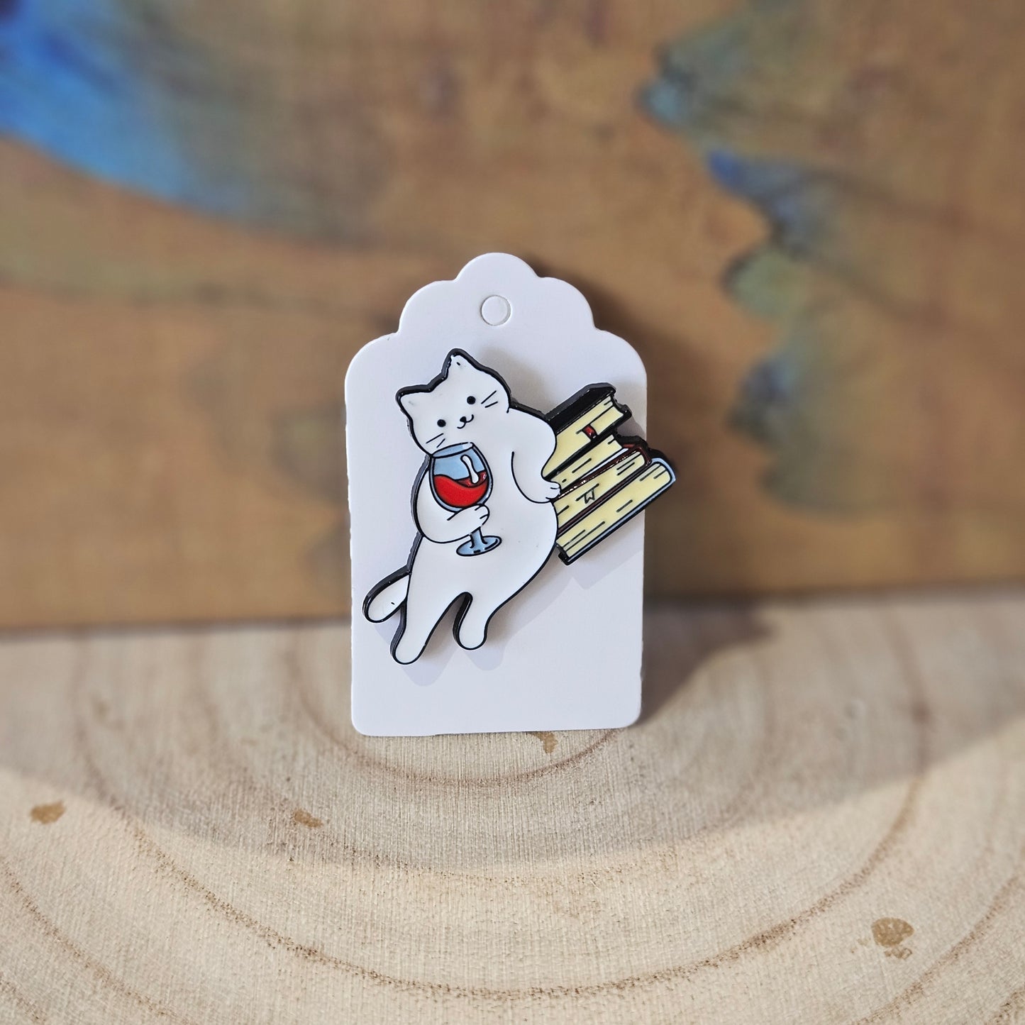 Cat & Wine - Enamel Metal Pin