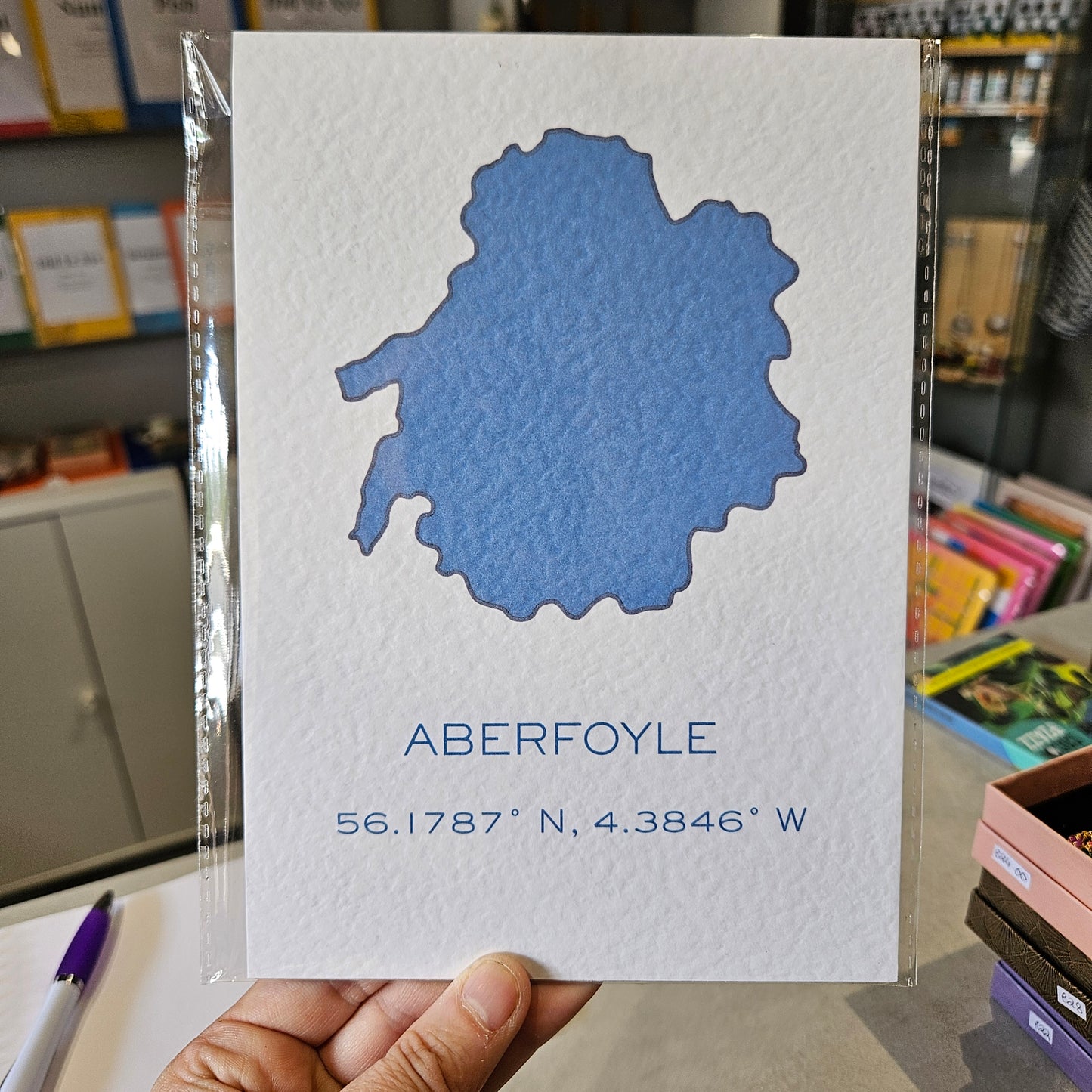 Aberfoyle Art Print - Longitude and Latitude A5