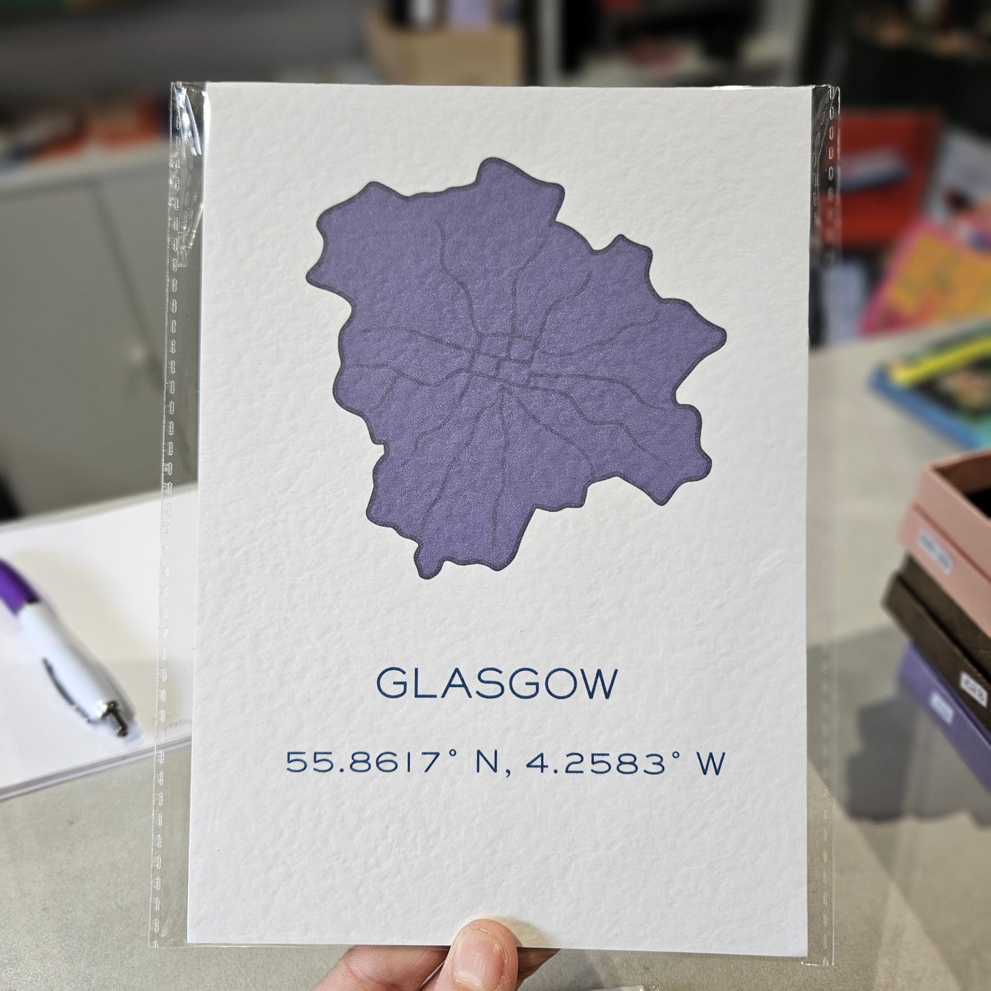 Glasgow Art Print - Longitude and Latitude A5