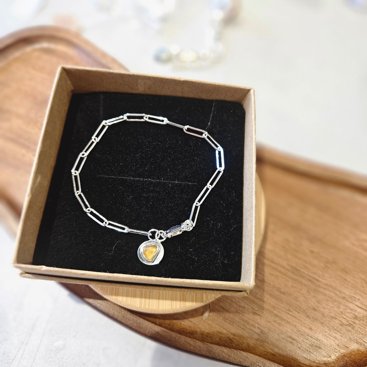 Sea Glass Bracelet/ Silver