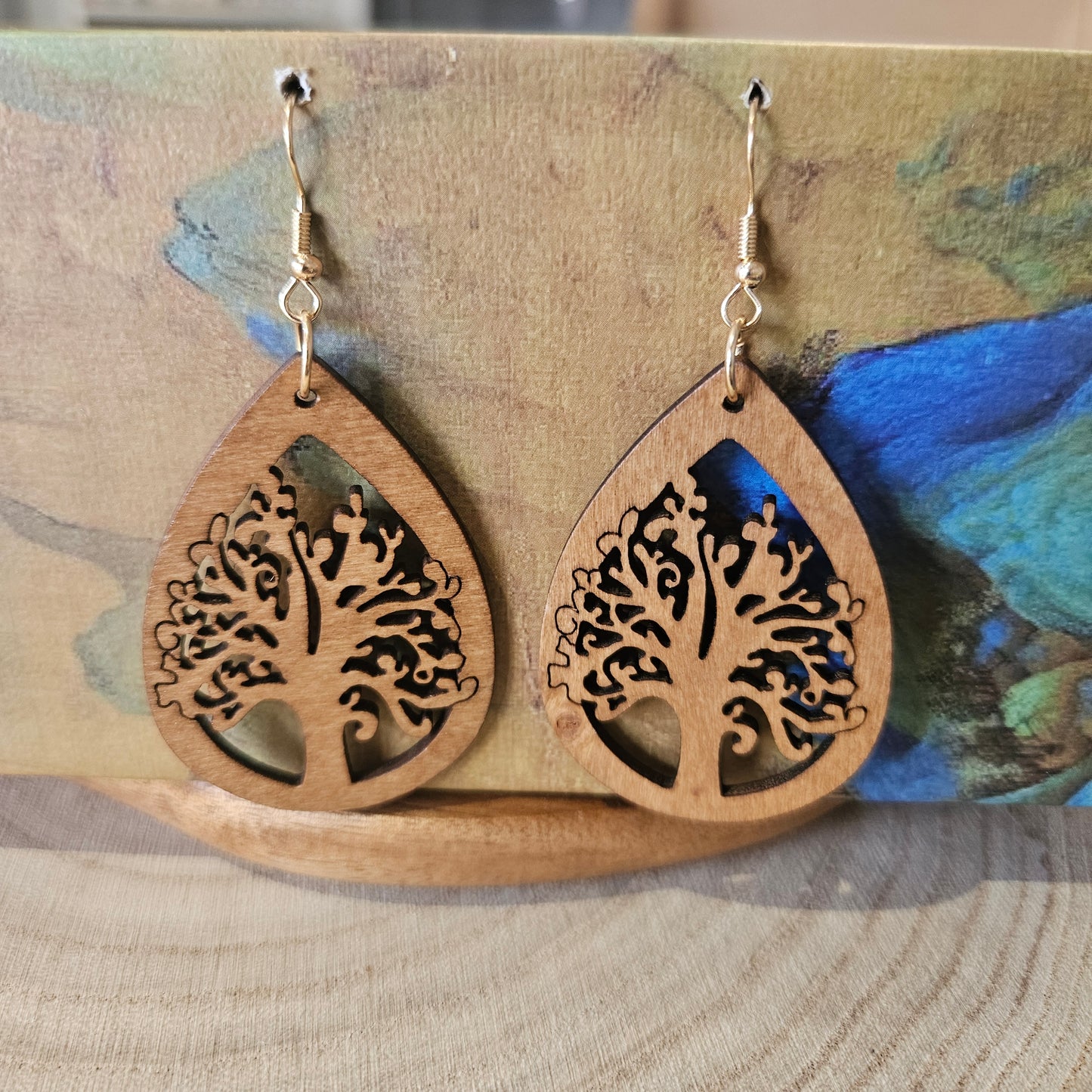 Wooden Drop Earrings - mountain style