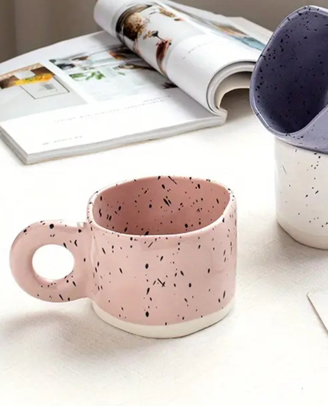 Irregular Handmade Mug - Pink Speckled