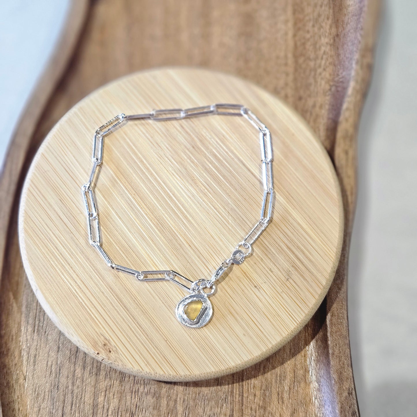 Sea Glass Bracelet/ Silver