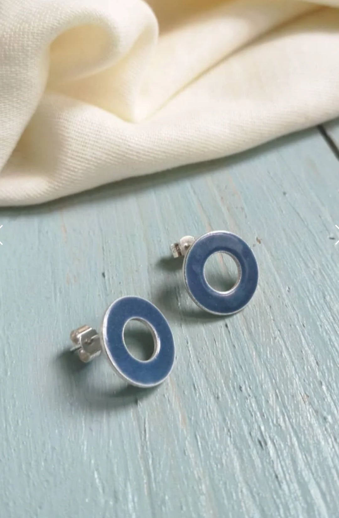 Circle Window Studs - Enamel Light Blue