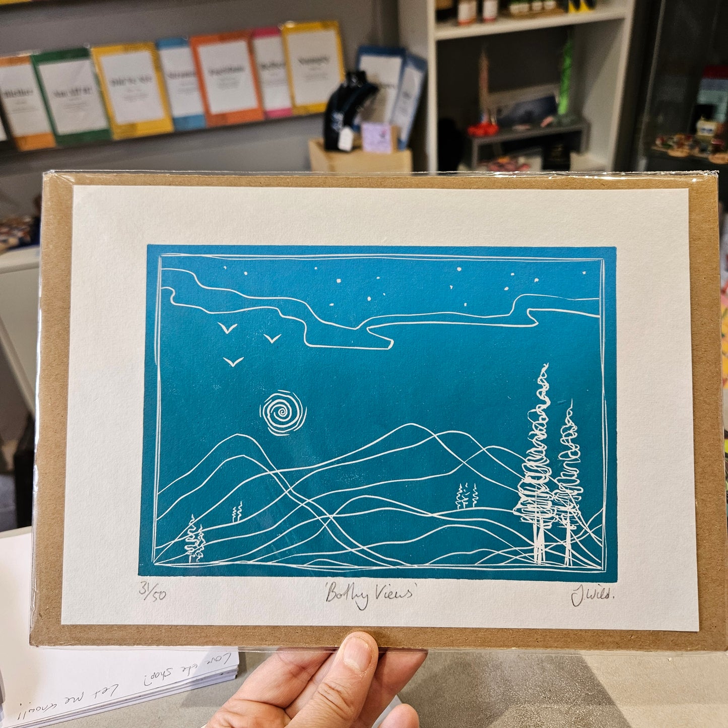 Bothy Views Teal / Original Lino