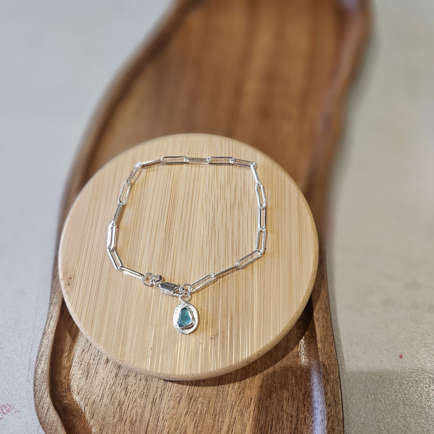 Sea Glass Bracelet/ Silver