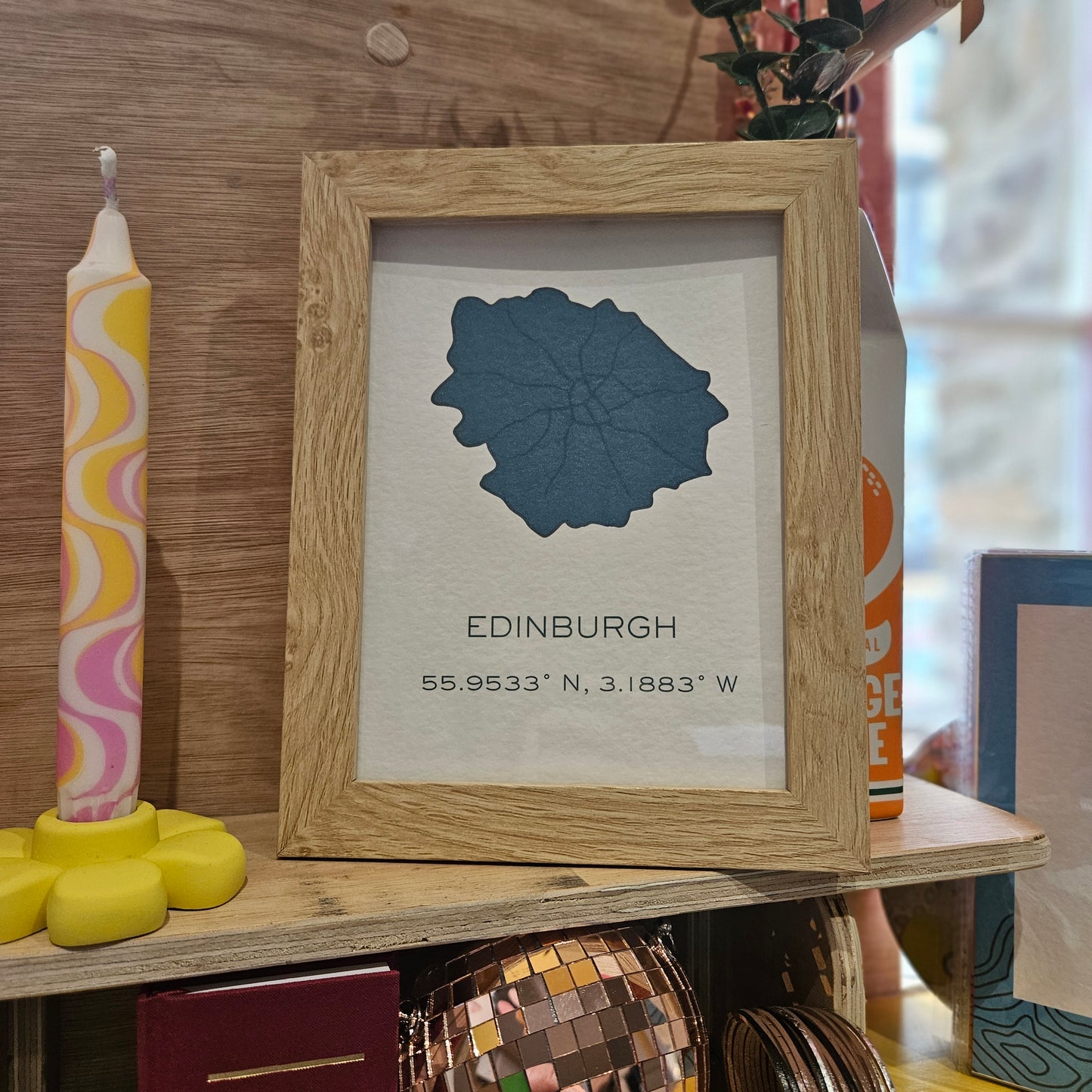 Edinburgh Art Print - Longitude and Latitude A5