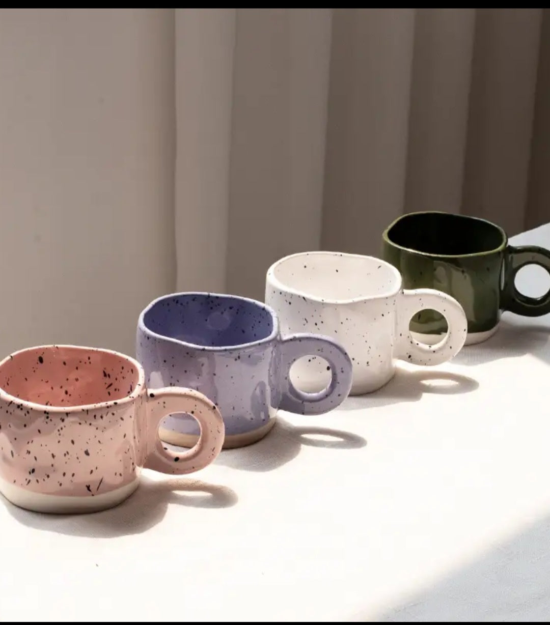 Irregular Handmade Mug - Pink Speckled