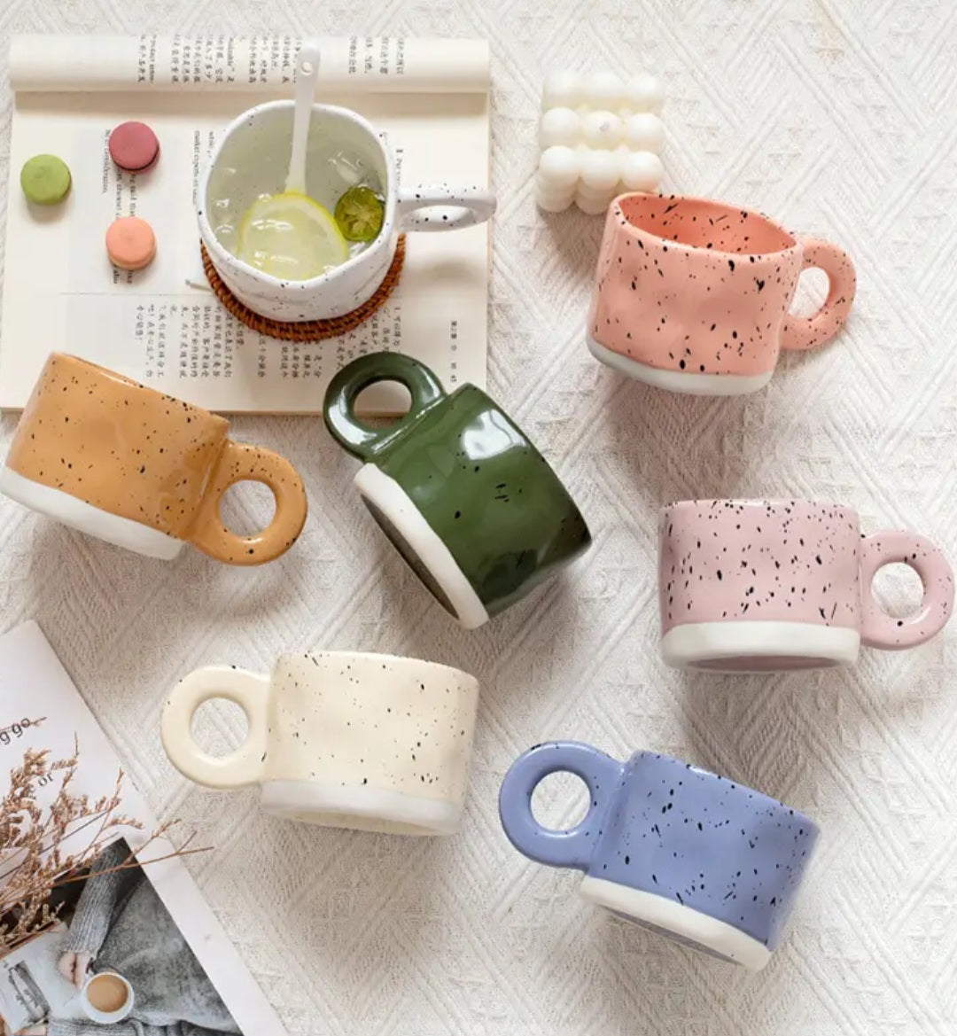 Irregular Handmade Mug - Green Speckled