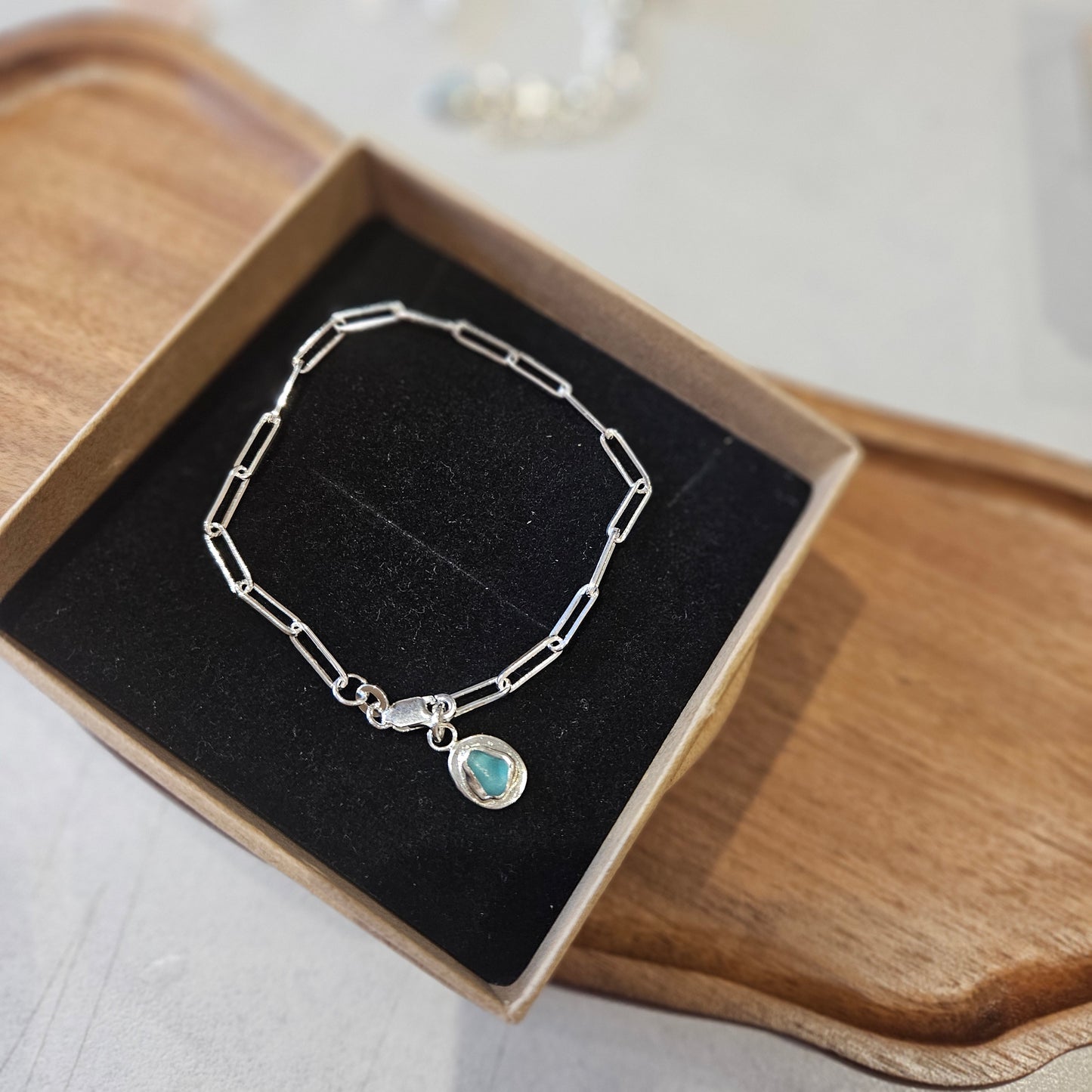 Sea Glass Bracelet/ Silver