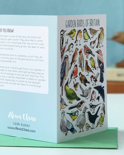 Garden Birds of Britain Art Blank Greeting Card
