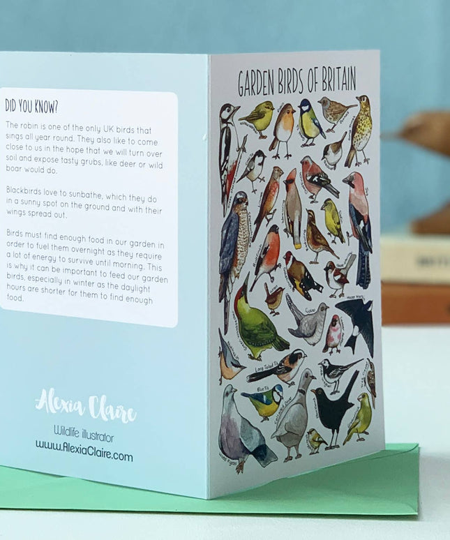 Garden Birds of Britain Art Blank Greeting Card