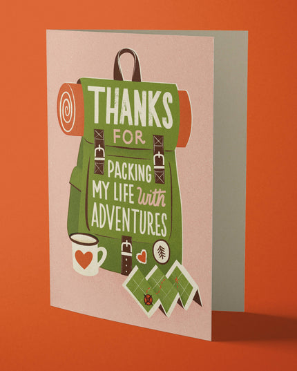 Adventure Pack | Hiking, Camping Love Greeting Card