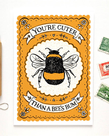 Bee Card - Lino Art
