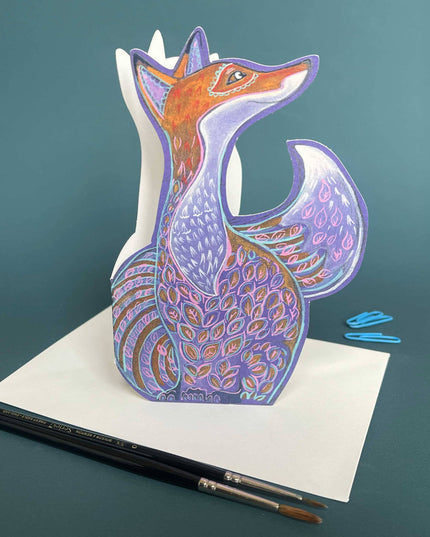 Red fox- Die Cut Greetings Card