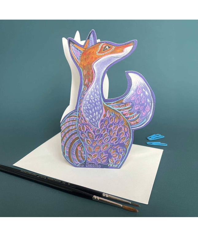 Red fox- Die Cut Greetings Card