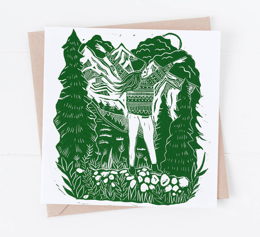 In Her Element Card ,**hiking art, walking, nature, woods**