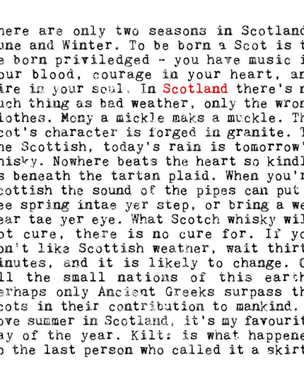 Scotland Quotes Unframed Print, Gift For Scottish Lovers