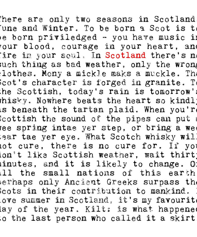Scotland Quotes Unframed Print, Gift For Scottish Lovers