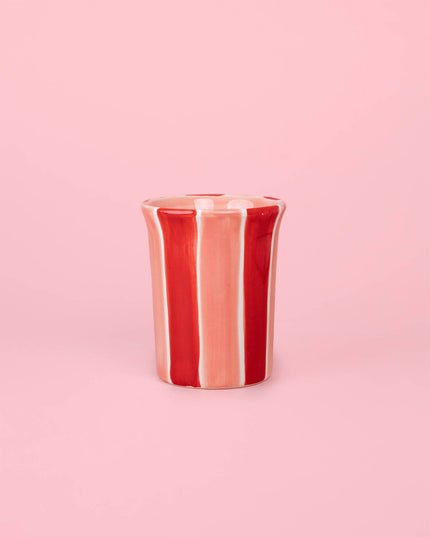 Artisanal Ceramic Mug Sweetheart Stripes Pottery Cup 250ml
