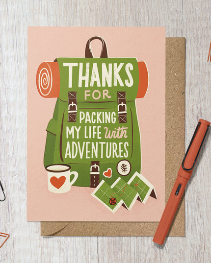 Adventure Pack | Hiking, Camping Love Greeting Card