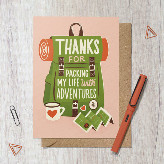 Adventure Pack | Hiking, Camping Love Greeting Card