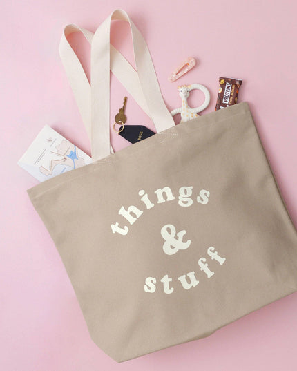Things & Stuff - Stone Canvas Tote Bag