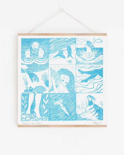 Salt on the Skin Riso Print *sea, seaside, swimmer, ocean*