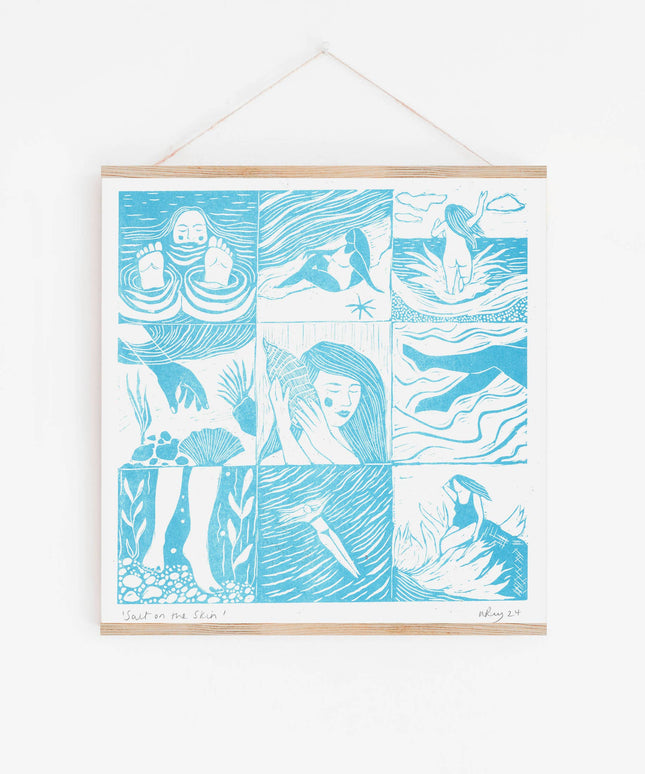Salt on the Skin Riso Print *sea, seaside, swimmer, ocean*