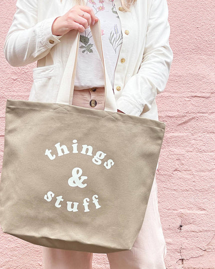 Things & Stuff - Stone Canvas Tote Bag